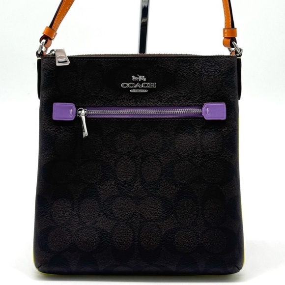 Coach Mini Rowan File Bag - SV/Brown/Iris Multi - Picture 1 of 11